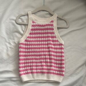 Striped Pink and Cream Toddler Girl Sweater